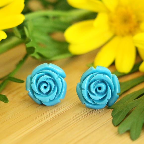 925 Sterling silver rose earrings 15mm - Picture 1 of 7
